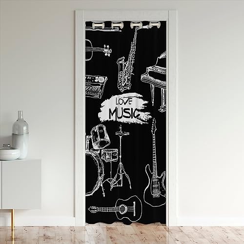Jejeloiu Guitar Door Curtain with Musical Design