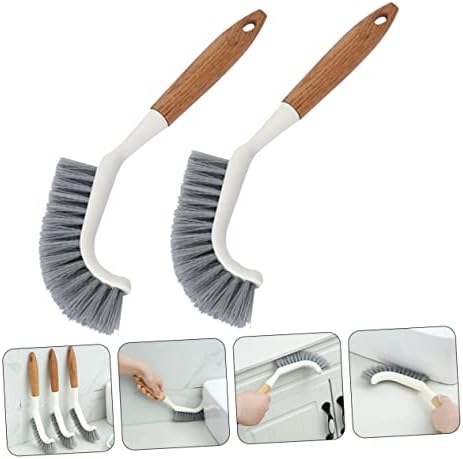 2pcs Floor Brush for Bathroom Cleaning with Wooden Handle