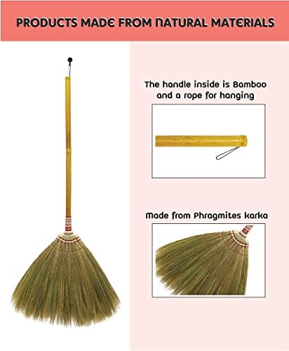 AW BROOMS Indoor Grass Broom 40 Inch Bamboo Handle