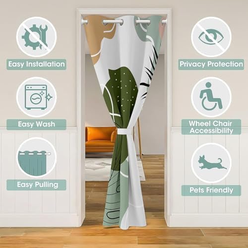 Modern Abstract Door Drape 34W X 80L Velvet Panel 1