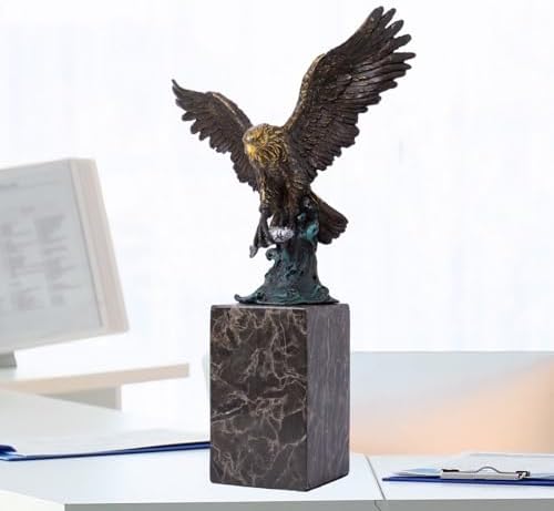 Majestic Eagle Statue - 15 Bronze Sculpture with Marble Base