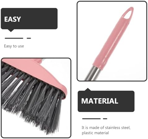 Ciieeo Heavy-Duty Broom with Long Handle and Pink Design