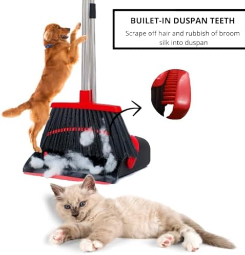 TIMY CLEAN Long Handle Broom Set with Dustpan