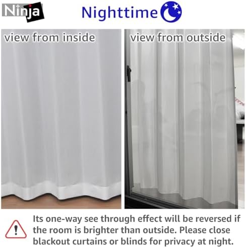 One-Way See Through Privacy Lace Curtains Ninja 2 Panels Set