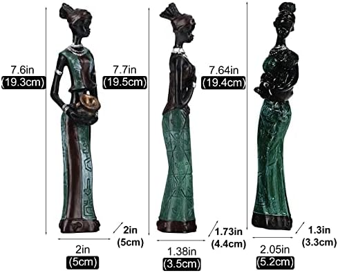 XINGYAN 3PCS African Tribal Lady Resin Statues Set