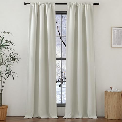 NICETOWN Faux Linen Curtains 2 Panels 90 Inches Long for Doorway