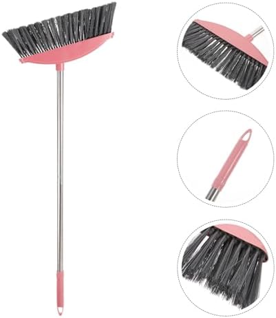 Ciieeo Heavy-Duty Broom with Long Handle and Pink Design