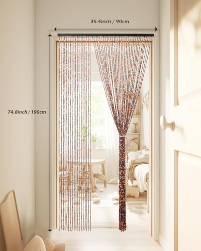 Ezcasch 52 Strands Rainbow Bamboo Beaded Curtain 1