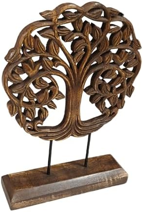 Wooden Carved Tree Table Decor Sculpture Walnut