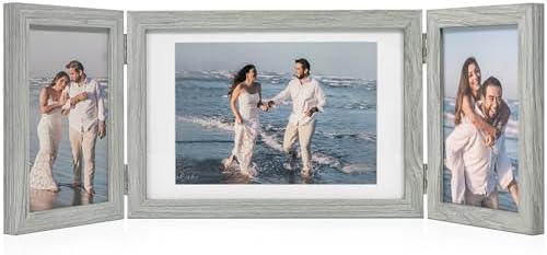 Afuly Triple Photo Frame with Shabby Chic Grey Wood Design