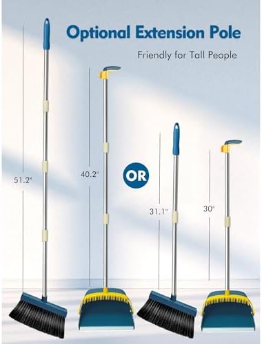 CNEIESD Broom and Dustpan Set with Long Handle