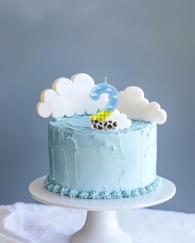 Fauaoy 2nd Birthday Candles Set with Cow Clouds