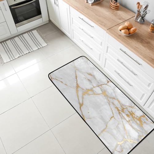 My Little Nest Luxury Gold Marble Kitchen Rug - 39 x 20