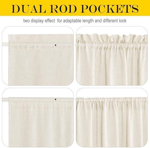 NICETOWN 80 Inch Linen French Door Curtain with Drawstring Tieback