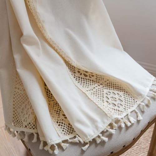Deeprove Boho Curtains 59x96 Inches Cream Cotton Panel