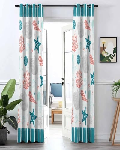 Onekaccu Turquoise Starfish Door Curtain for Privacy