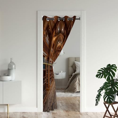 Yozeuoo Brown Library Bookcase Door Curtain