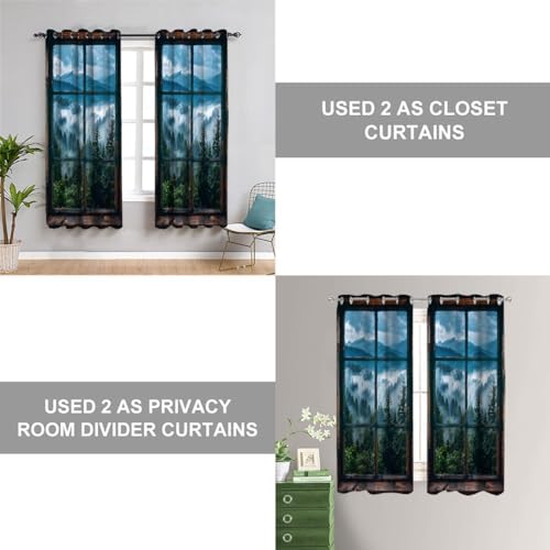 Misty Forest Landscape Door Curtain 34x80 Inches