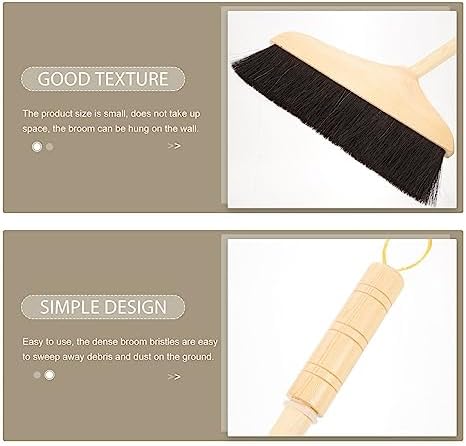 Angoily Soft Bristle Wooden Handle Push Broom
