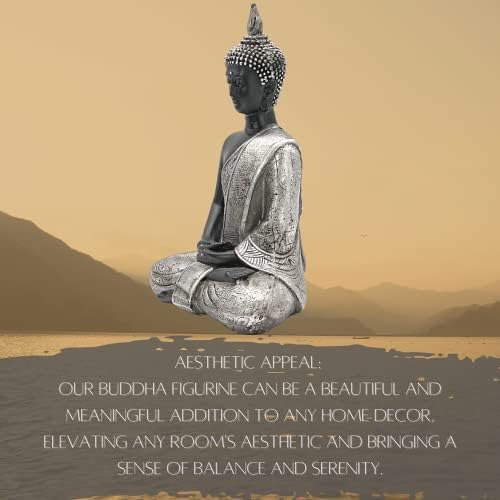 Bellaa 8 Inch Black and Silver Buddha Statue