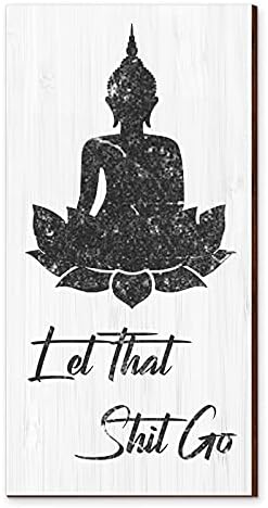 Yookeer Funny Bathroom Wall Decor Quote Buddhist Sign with Hooks