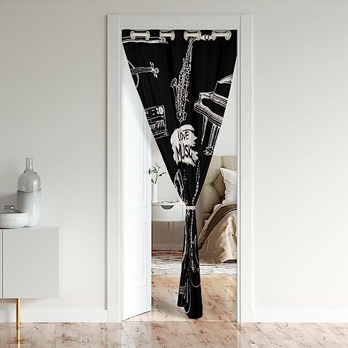 Jejeloiu Guitar Door Curtain with Musical Design