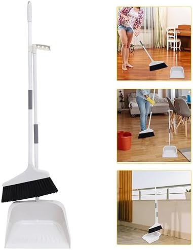 Lurrose Heavy Duty Broom and Dustpan Set with Long Handle