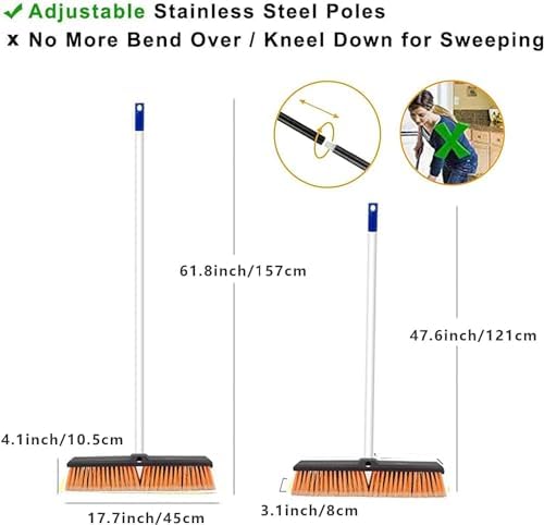 Lorveelo 18 Push Broom with 63 Long Handle