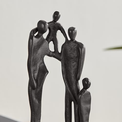 Brown Cast Iron Family of Four Sculpture - Tabletop Decor