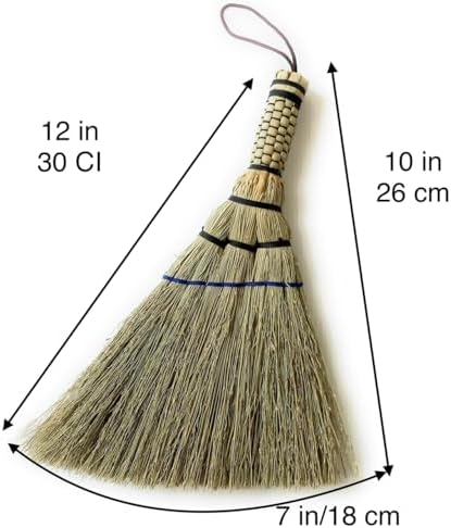 Handcrafted Small Whisk Broom - 12 Tall Sorghum Bamboo