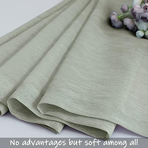Pitalk Sage Green Sheer Curtains Set of 2 Panels 72 Inch Rod Pocket