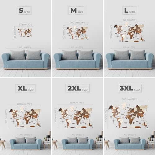 ENJOY THE WOOD 3D World Map Wall Decor
