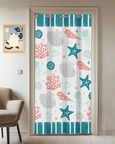 Onekaccu Turquoise Starfish Door Curtain for Privacy