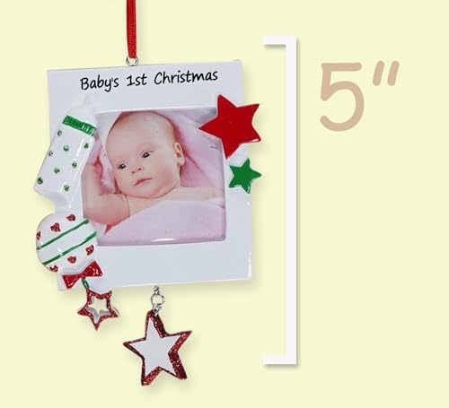 Personalized Baby Christmas Ornament Frame Gender Neutral Keepsake Decoration