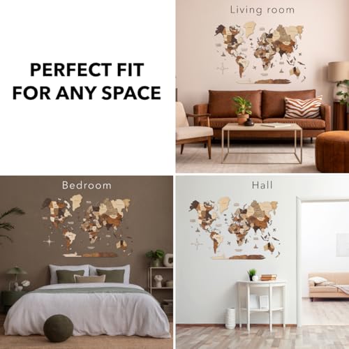 ENJOY THE WOOD 3D World Map Wall Decor