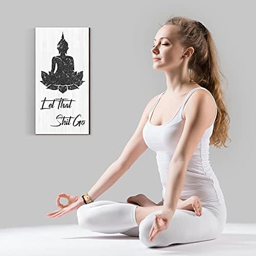 Yookeer Funny Bathroom Wall Decor Quote Buddhist Sign with Hooks
