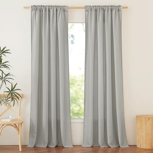 NICETOWN Gray Linen Curtains 95 Long for Boys Room
