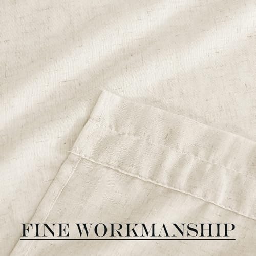 NICETOWN 80 Inch Linen French Door Curtain with Drawstring Tieback