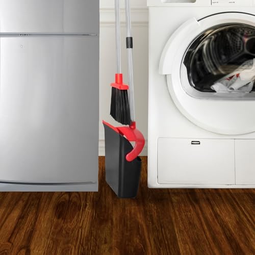 TIMY CLEAN Long Handle Broom Set with Dustpan