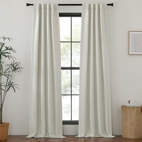 NICETOWN Faux Linen Curtains 2 Panels 90 Inches Long for Doorway