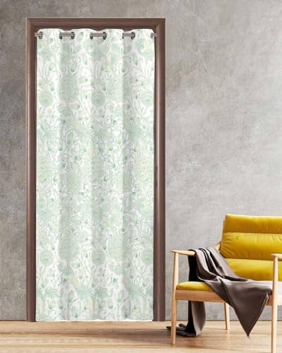 Botanical Green Blackout Curtain Panels 52x96 for Privacy