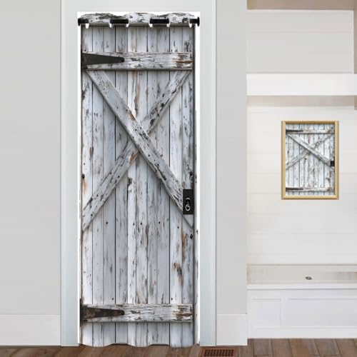 Shixiaoyan Rustic Barn Door Curtain 34x80 Inches Panel
