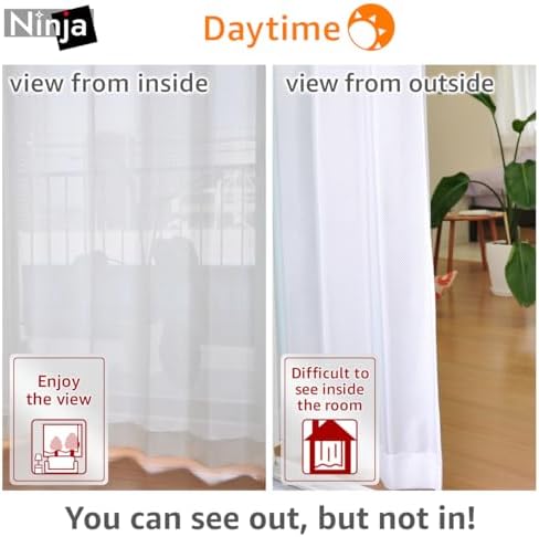 One-Way See Through Privacy Lace Curtains Ninja 2 Panels Set