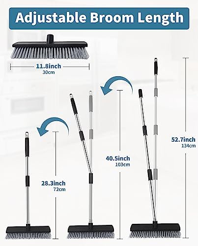 LandHope Adjustable Push Broom for Outdoor Cleaning