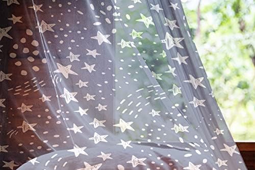Lunarable Star Tulle Curtains 2 Panels 108x84