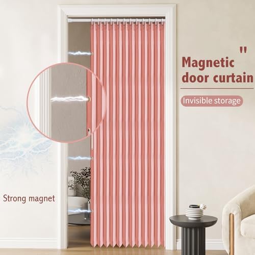 AJAZZ Magnetic Folding Door Curtain Pink 42 x 78