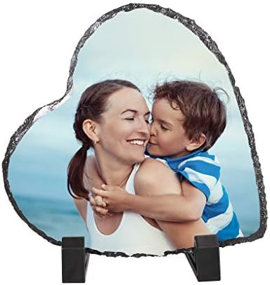 Moonlove Custom Heart Shape Rock Slate Photo Frame