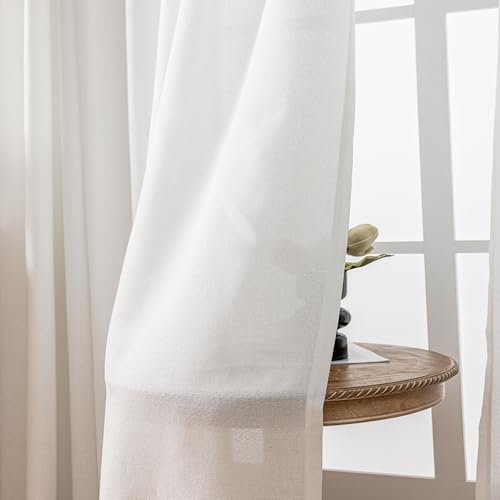 White Flax Linen Curtains 90 Inch Long