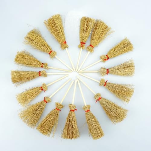 FAZHBARY 15PCS Mini Witch Brooms Halloween Decor