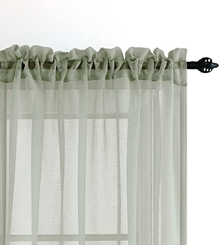 Pitalk Sage Green Sheer Curtains Set of 2 Panels 72 Inch Rod Pocket